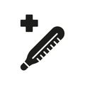 Mercury Thermometer Silhouette Icon. Medicals Diagnosis Instrument, Health Control Sign. Medical Tool for Temperature
