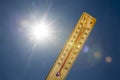 Mercury thermometer Summer heat Sun light Royalty Free Stock Photo