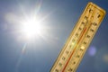 Mercury thermometer Summer heat Sun light Royalty Free Stock Photo