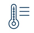 Mercury thermometer with temperature scale. Simple icon of thermometre in line art style. Linear flat vector Royalty Free Stock Photo