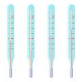 Mercury thermometers sticker set on white isolated backdrop for web element