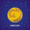 Mercury Vector Illustration, with star and blue background