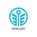 Mercury - vector logo template concept illustration. Stylized God of trade abstract creative symbol. Happiness business symbol.