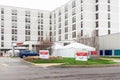 Mercy Hospital Setting up tents for COVID19 testing ion St Louis, Mo