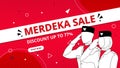 Merdeka sale banner promotion with red background