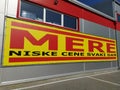 MERE discounter chain stores, Ruma, Serbia, April 15, 2022. Inscription - Low prices every day. Facade of the