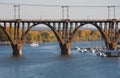 Railway bridge in Dnepropetrovsk Dnepr Royalty Free Stock Photo