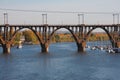 Railway bridge in Dnepropetrovsk Dnepr Royalty Free Stock Photo