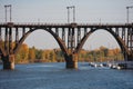 Railway bridge in Dnepropetrovsk Dnepr Royalty Free Stock Photo