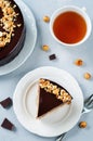 Merengue hazelnut chocolate cake Royalty Free Stock Photo