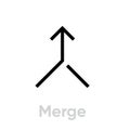 Merge call icon. Editable line vector.