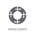 Merge charts icon. Trendy Merge charts logo concept on white background from Business and analytics collection Royalty Free Stock Photo
