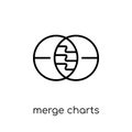 Merge charts icon. Trendy modern flat linear vector Merge charts Royalty Free Stock Photo