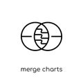 Merge charts icon. Trendy modern flat linear vector Merge charts