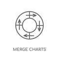 Merge charts linear icon. Modern outline Merge charts logo conce Royalty Free Stock Photo