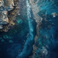 Merge the contrast between ocean pollution devastation and innovative solutions in a thoughtprovoking panorama Depict a scene