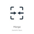 Merge icon vector. Trendy flat merge icon from geometric figure collection isolated on white background. Vector illustration can Royalty Free Stock Photo