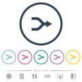 Merge right arrows flat color icons in round outlines