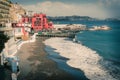 Mergellina lungomare at gulf of Naples, Italy.