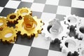 Gear and chess board game 3d illustration Royalty Free Stock Photo