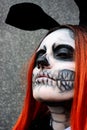 Creepy female halloween skull portrait