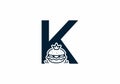 Merger shape of K initial letter with burger and crown