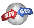 Merger Word Arrows Around World Combining Companies Business Royalty Free Stock Photo