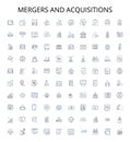 Mergers and acquisitions outline icons collection. Mergers, Acquisitions, Consolidations, Takeovers, Buyouts Royalty Free Stock Photo