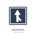 Merging sign icon. Trendy flat vector Merging sign icon on white Royalty Free Stock Photo