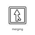 Merging sign icon. Trendy modern flat linear vector Merging sign
