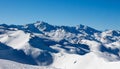 Meribel mottaret val thorens peak view sun snowy mountain landscape France alpes 3 vallees Royalty Free Stock Photo