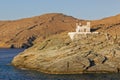 Merichas port lighthouse, Kythnos island, Greece