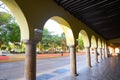 Merida city arcade arcs of Yucatan Mexico