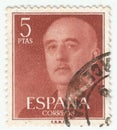 Stamp showing a portrait of General Francisco Franco 1892-1975.