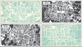 Merida, Leon, Mexicali and Monterrey Mexico City Maps Set in Retro Style