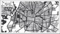 Merida Mexico City Map in Black and White Color in Retro Style. Outline Map