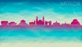 Merida Mexico City Vector Skyline Silhouette. Broken Glass Abstract Geometric Dynamic Textured. Banner Background. Colorful Shape