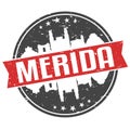 Merida Mexico Round Travel Stamp Icon Skyline City Design. Seal Badge Illustration Vector.