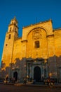 Merida San Ildefonso cathedral in the evening. Yucatan. Mexico