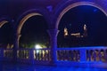 Merida San Ildefonso cathedral at night with blue backlight. Yucatan. Mexico Royalty Free Stock Photo