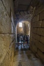 Visitors at Roman water cistern, Alcazaba arab citadel. Merida,