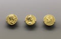 Three golden coins of Augustus Emperor