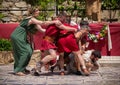 Merida, Spain - June 09 , 2019 Emerita Ludica, Historical recreation of the sale of slaves in the ancient Roman city Emerita
