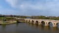 The ancient Roman bridge over the Guadiana River in downtown Merida