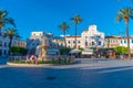 Merida, Spain, May 19, 2021: Town hall viewed through Plaza de E