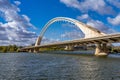 Merida, Spain - November 05, 2019: The Lusitania Bridge over the Guadiana River Royalty Free Stock Photo