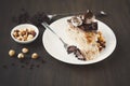 Meringue cake with hazelnuts and buttercream Royalty Free Stock Photo