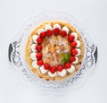 Meringue cake with strawberry yogurt isolated as Cut Royalty Free Stock Photo