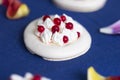 Meringue cakes called Pavlova cake with red currant berries Royalty Free Stock Photo