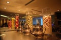 Meringue cookies in the jar as a decoration in a luxury restaurant